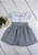 Vestido Infantil  Alinhavo na Gola Cinza Mescla - Imagem 1