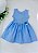 Vestido Infantil Azul Claro Com Detalhe Xadrez - Imagem 1