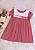 Vestido Infantil List Gola Quadrada Vermelha - Imagem 1