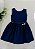 Vestido Infantil Marinho Com Detalhe Xadrez - Imagem 1
