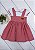 Vestido Infantil Xadrez Vermelho Com Flor Crochê - Imagem 1