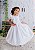 Vestido Bebê Tafeta Tradicional Babados e Costas Fechadas Branco - Imagem 1