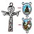 Conjunto Entremeio de Nossa Senhora Aparecida e São Jorge + Crucifixo da Santíssima Trindade - O Pacote com 12 Conjuntos - Cód.: 4848 + 8844 - Imagem 1