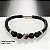 BRACELETE DE COURO PRETO COM PEDRAS VULCANICAS - Imagem 3