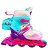 Patins Smoke Feminino Tam 34 37 Infantil Led Fumaça Rosa Bom - Imagem 1