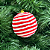 BOLAS NATAL LISTRAS VERMELHO COM BRANCO 8CM - Imagem 1