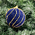 BOLA NATAL VELUDO C/GLITTER AZUL/OURO 10CM - Imagem 1