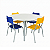Conjunto Coletivo Infantil/Juvenil 1 Mesa Redonda + 4 Cadeiras | Linha Max (MAX03+MER100T3) - Imagem 1