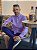 Camisa Ralph Lauren Masculina Manga Longa Custom Fit Oxford Tinturada Lilás Pony Azul Celeste - Imagem 3