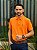 Camisa Polo Ralph Lauren Masculina Custom Fit Laranja Pony Azul Marinho - Imagem 4