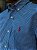 Camisa Ralph Lauren Masculina Manga Longa Custom Fit Micro Xadrez Azul Royal Pony Vermelho - Imagem 2
