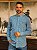 Camisa Ralph Lauren Masculina Manga Longa Custom Fit Xadrez Milimetrado Azul Profundo Pony Coral - Imagem 1