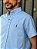 Camisa Ralph Lauren Masculina Manga Curta Custom Fit Oxford Azul Céu Pony Pink - Imagem 3