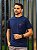Camiseta Boss Azul Marinho Em Cotton Egípcio Logotipo Na Cor Vermelha - Imagem 1