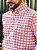 Camisa Linho Ralph Lauren Masculina Manga Longa Custom Fit Xadrez Médio Laranja Pony Azul Celeste - Imagem 2