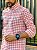 Camisa Linho Ralph Lauren Masculina Manga Longa Custom Fit Xadrez Médio Laranja Pony Azul Celeste - Imagem 3
