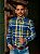 Camisa Oxford Ralph Lauren Masculina Manga Longa Custom Fit Xadrez Madras Azul Bic Pony Colorido - Imagem 1