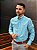 Camisa Ralph Lauren Manga Longa Micro Xadrez Azul Celeste Pony Pink - Imagem 1