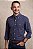 Camisa Ralph Lauren Masculina Manga Longa Custom Fit Xadrez Madras Azul Marinho Pony Laranja - Imagem 1