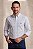 Camisa Ralph Lauren Masculina Manga Longa Custom Fit Xadrez Madras Branca Pony Marinho - Imagem 1