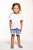 Conjunto shorts jeans bordado com bata de - Imagem 1
