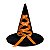 CHAPÉU DE BRUXA C/ LAÇO DE CETIM LARANJA HALLOWEEN - Imagem 1