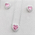 Conjunto Colar e Brinco Coração Rosa com Zircônia - Prata 925 - Imagem 1