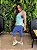 Calça legging azul eclesiástico corsário silk Porle suplex de poliamida - Imagem 4