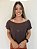 Blusa cropped canoa marrom malha - PORLE - Imagem 1