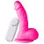 Pênis Realístico Curvado com Vibro e Ventosa para Fixação - 16 x 4 cm - Cor: Rosa Neon - Imagem 1