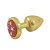 Plug Anal Pequeno Cravejado 5,4x2,6 Cm Dourado Pedra Vermelha - Hard Less - Imagem 2