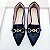 Sapatilha bico fino mocassim Preto com enfeite - Imagem 3