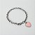 Pulseira em Aço Cirúrgico 316L Elo Português 6mm Coração Resinado Rosa 18cm - Imagem 1