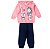 Kit 2 Conjuntos Moletom Infantil Feminino Blusa e Calça Flanelado, c/ Capuz Ziper Punhos - Tamanhos 01 ao 03 - Imagem 5