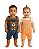 Kit 2 Jardineira Bebê Curta Algodão Menino Menina body gola envelope botão pressão ajuste altura P-GG - Imagem 8
