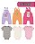 Kit 2 Jardineira Bebê Curta Algodão Menino Menina body gola envelope botão pressão ajuste altura P-GG - Imagem 5