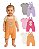 Kit 2 Jardineira Bebê Curta Algodão Menino Menina body gola envelope botão pressão ajuste altura P-GG - Imagem 7