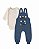 kit Jardineira Bebê Longa Algodão Menino Menina body gola envelope botão pressão ajuste altura P-GG - Imagem 8