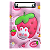 Prancheta A5 com Régua 21cm Kawaii Morango - Imagem 1
