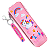 Estojo Escolar de Silicone com Chaveiro Tema Unicórnio Rosa Bebê - Imagem 1