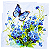 Guardanapo para Decoupage 33x33 Borboleta Azul em Floral - Imagem 2