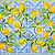 Guardanapo para Decoupage 33x33 Limões Sicilianos em Fundo de Azulejo - Imagem 1