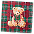 Guardanapo para Decoupage 33x33 Ursinho Fundo Tartan Verde e Vermelho - Imagem 2