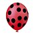Balão Bexiga Vermelha c Bolinhas Pretas com 25 un -Happy Day - Imagem 1