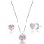 Conjunto Colar e brinco Ponto de Luz Coração Rosa Claro  - PRATA 925 - Imagem 1