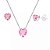 Conjunto Colar e Brinco Ponto de Luz Coração Rosa Claro - PRATA 925 - Imagem 1
