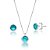 Conjunto Colar e Brinco Ponto de Luz Verde Agua - PRATA 925 - Imagem 1