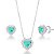 Conjunto feminino colar com Coração e brincos Cravejado Turmalina - PRATA 925 - Imagem 1