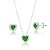 Conjunto feminino colar e brinco com Coração Cravejado Verde - PRATA 925 - Imagem 2