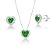 Conjunto feminino colar e brinco com Coração Cravejado Verde - PRATA 925 - Imagem 1